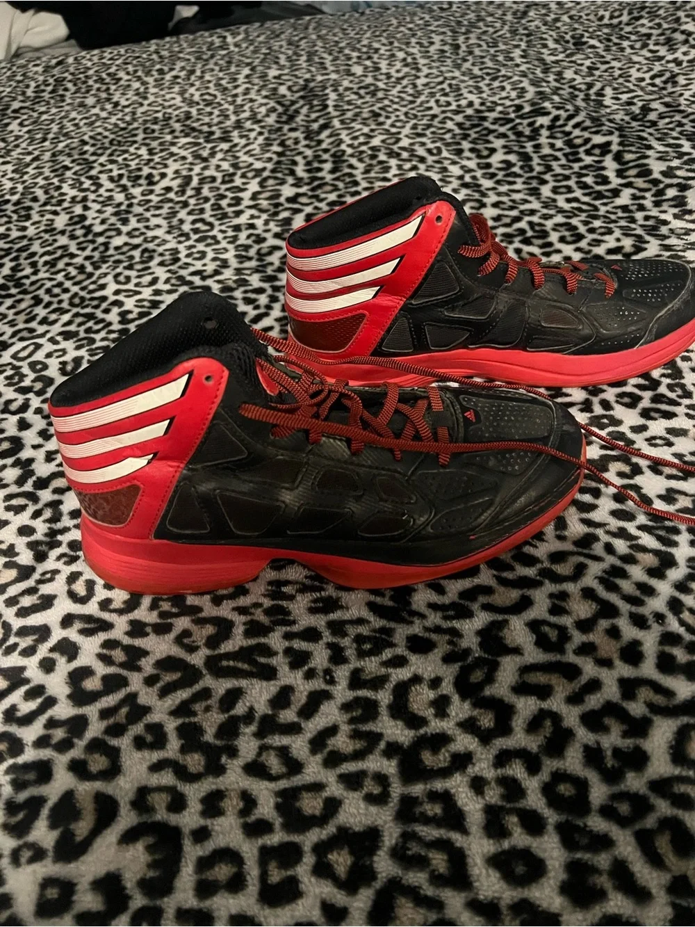 adidas Black and Red High-Top Athletic Sneakers